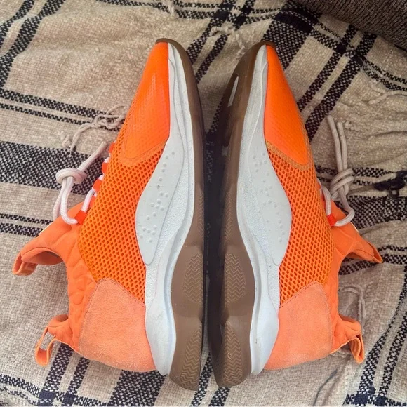 VERSACE MENS NEON ORANGE CHAIN REACTION SNEAKERS - Size 46 - $995 - Picture 7 of 14